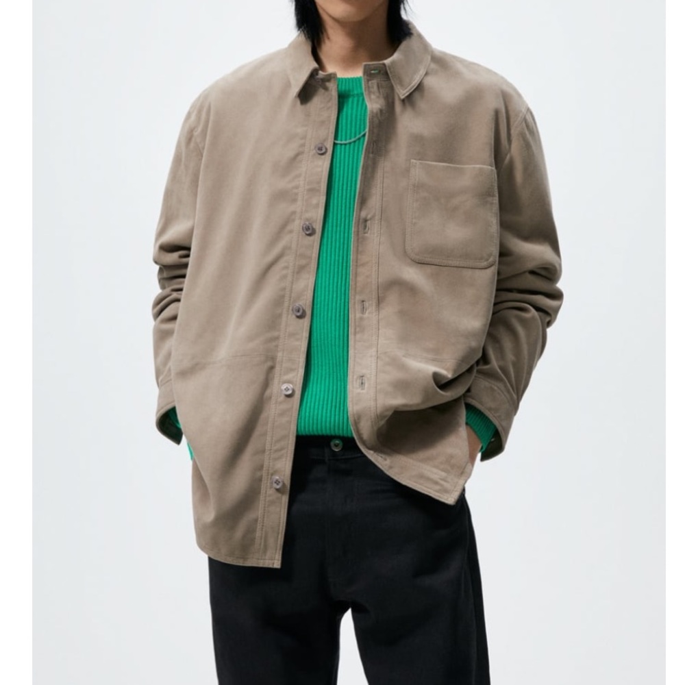 New Never Worn Real Leather  Suede Over  Shirt size S